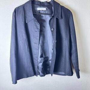 Vintage St.Bernard Women's Linen ButtonUp blazer jacket sz 14 office minimalist